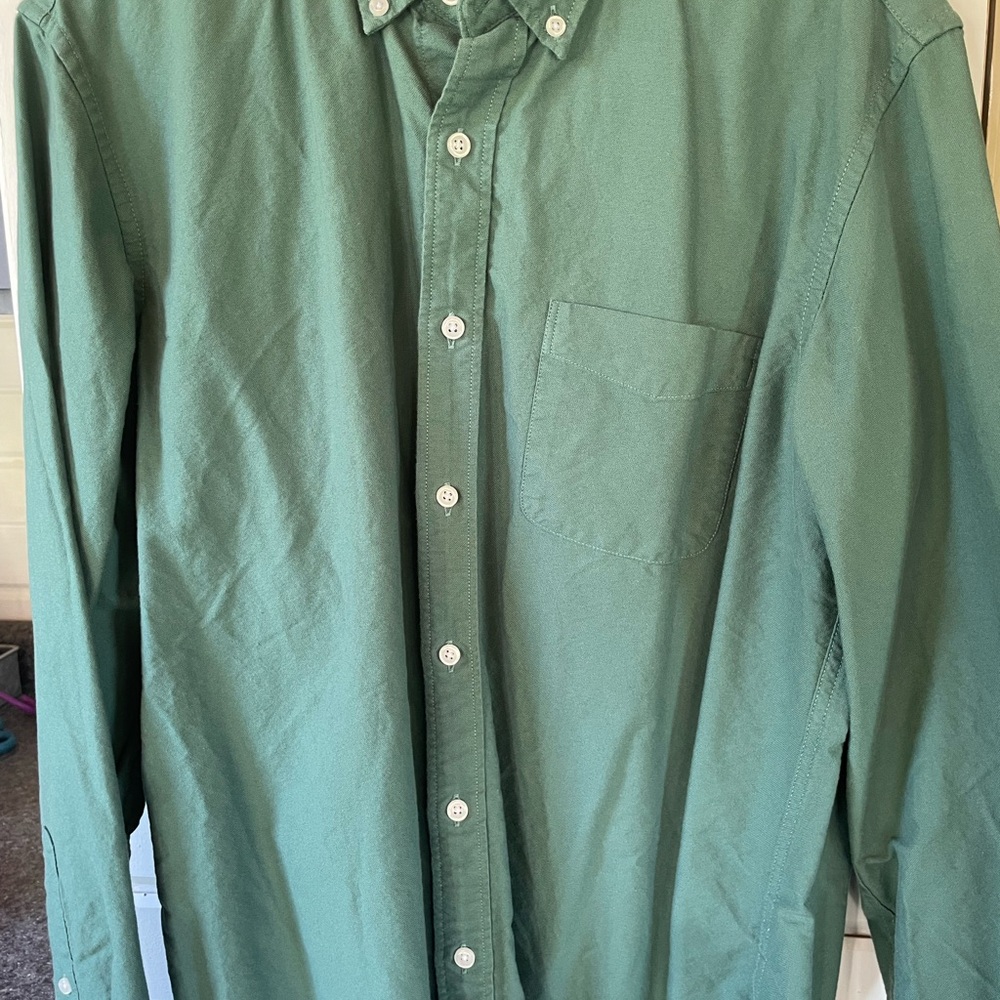 J. Crew Men's Green Button-Down Shirt
